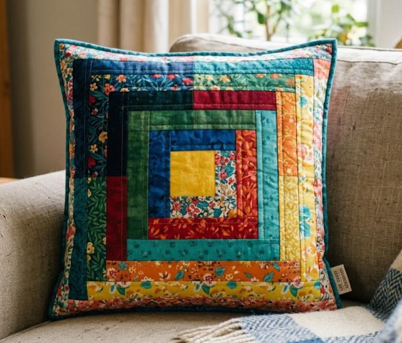 Patchwork Kissen - Log Cabin