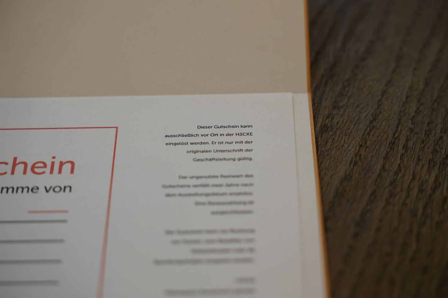 Ein physischer Geschenkgutschein